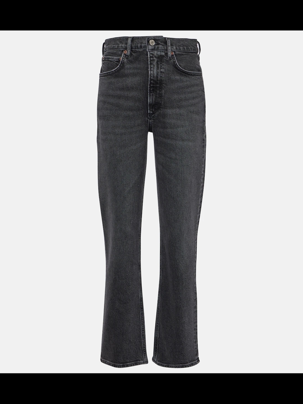 NWT Agolde Stovepipe high-rise slim jeans Size 26 Charcoal Gray Black